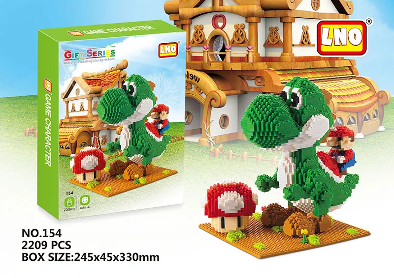 154 with box Магические мини-блоки Super Mario Bros, алмазные блоки Yoshi, микро-кирпич, сделай сам, строительные игрушки, Мультяшные фигурки, подарок для детей - Цвет: 154 with box