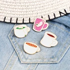 Эмалированные броши в форме кофейной чашки значки в виде зеленого чая чашки сока кружки одежда лацкан металлическая пряжка заколки для друзей детей ювелирные изделия аксессуары в подарок