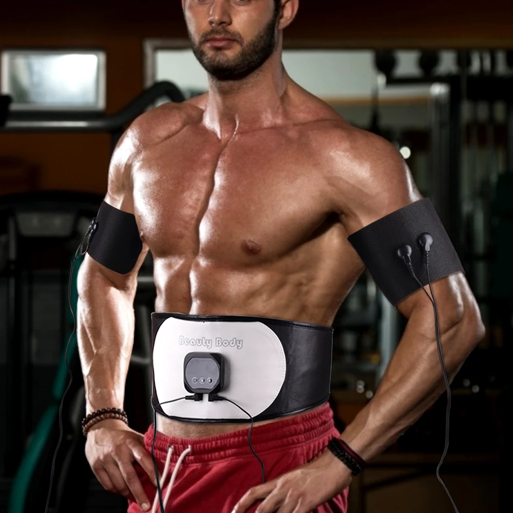 EMS Muscle Stimulator PU Belt Trainer Massager Abs Fitness Body Shape Equipment Training Exercise At Home Gym