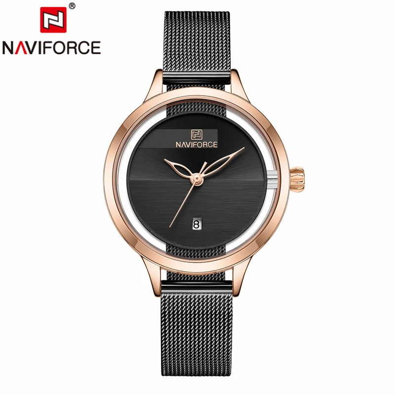 NAVIFORCE Top Luxury Fashion Casual Lady Watch Steel Mesh Quartz Women Dress Waterproof Clock Gift Relogio Feminino | Наручные часы