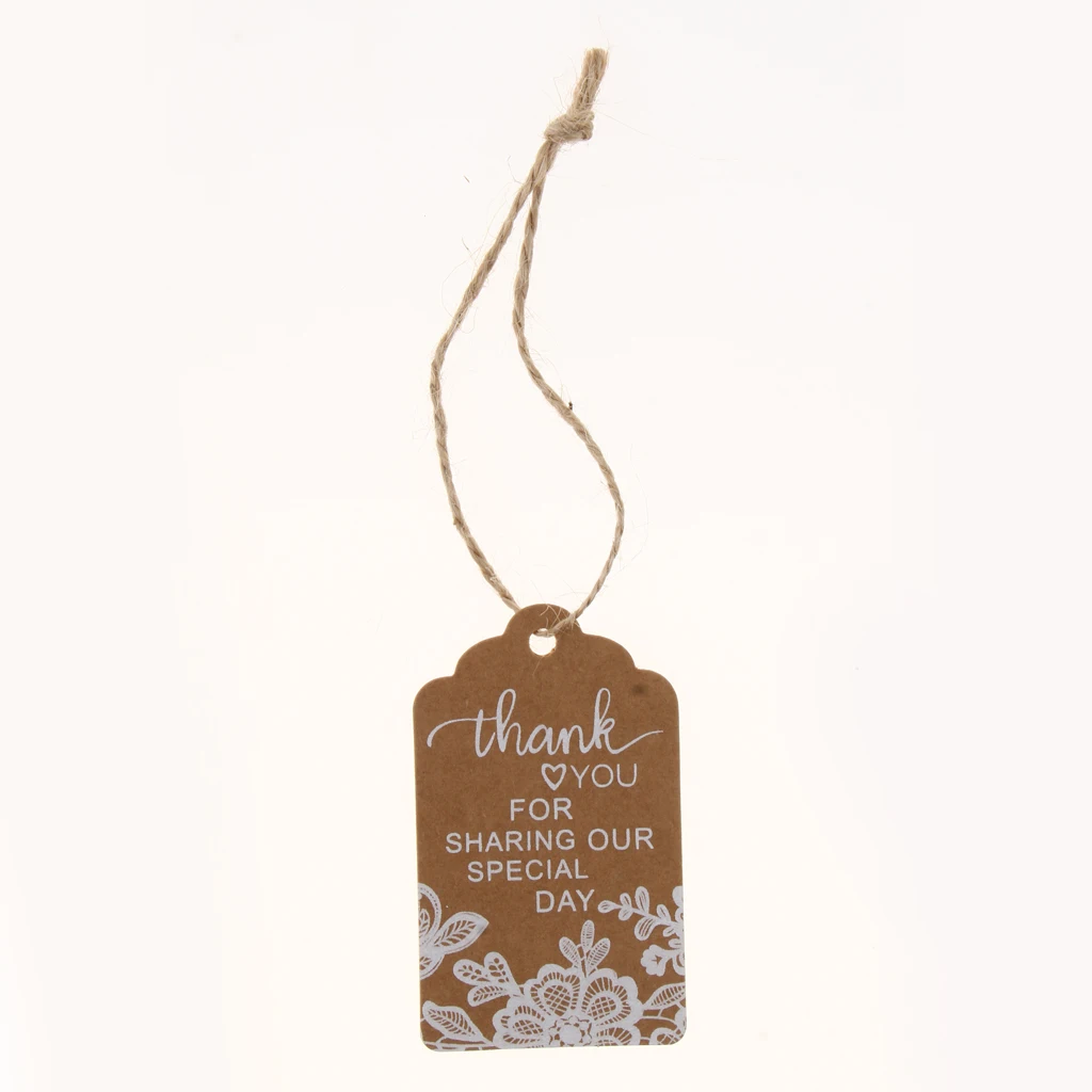 

50pcs Kraft Paper Thank You Note Gift Wrap Tags With Rope Christmas Favor