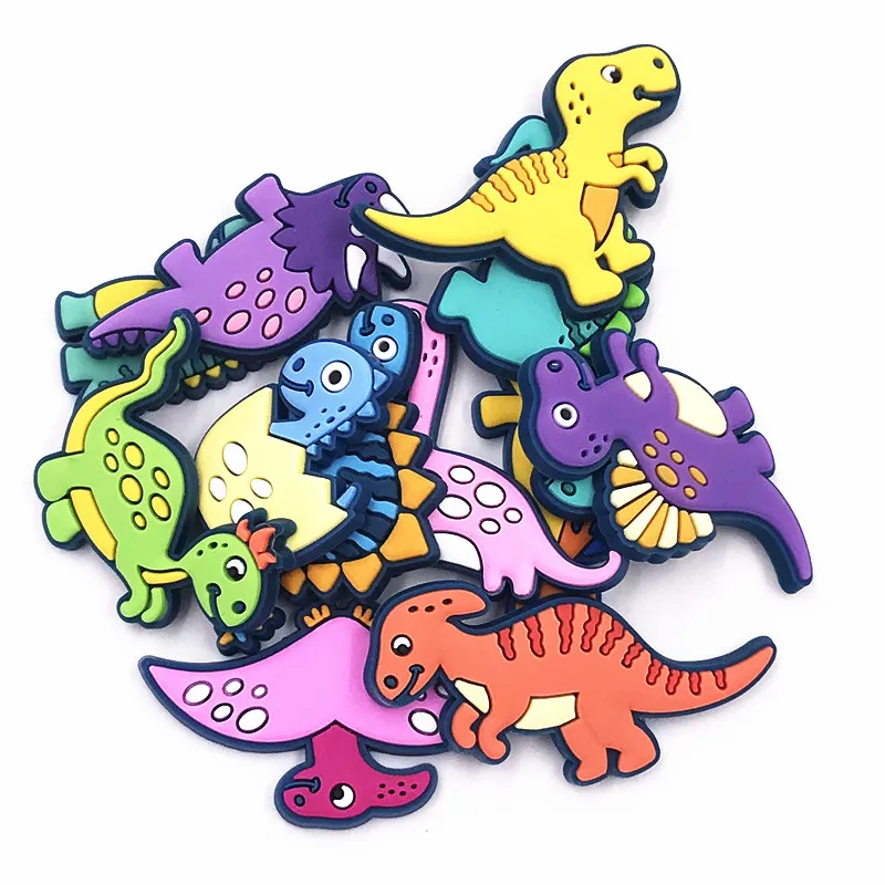 12PCS/Set Cartoon Animal PVC Flat Back Crafts Accessories Dinosaur Embellishments For Kids DIY Shoes Charms Badges Jewelry