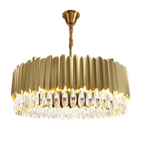 hong kong style chandeliers designer golden round luxury k9 crystal pendant lights contemporary home decor lighting ac90 260v