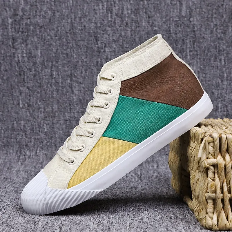 Осенние мужские кроссовки с высоким берцем Повседневная обувь без застежки на