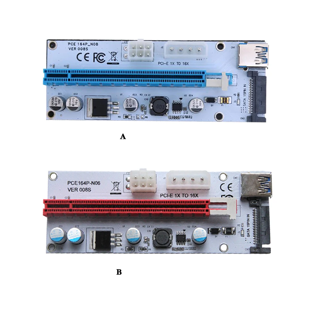 

Плата расширения PCI-E 1x до 16x, адаптер расширения GPU, карта расширения с 6-контактным 4-контактным интерфейсом SATA, синий