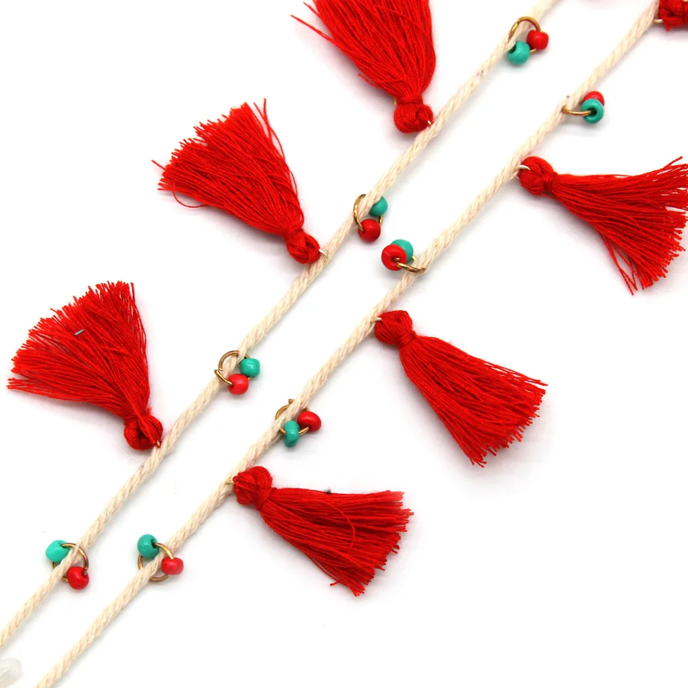 Цепочка для очков женская с кисточками модный шнурок бисером фиксатор