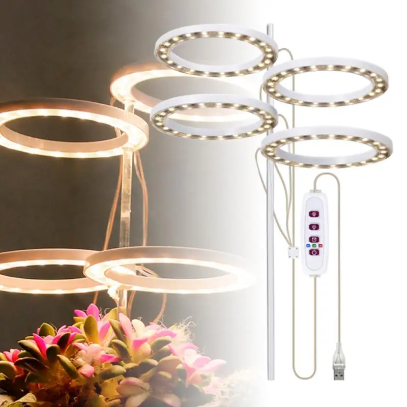 

Angel Three Ring Grow Light Plants Grow Lamp Waterproof Phyto Lamp DC5V USB Led Full Spectrum Light Garden Indoor Plant Supplies