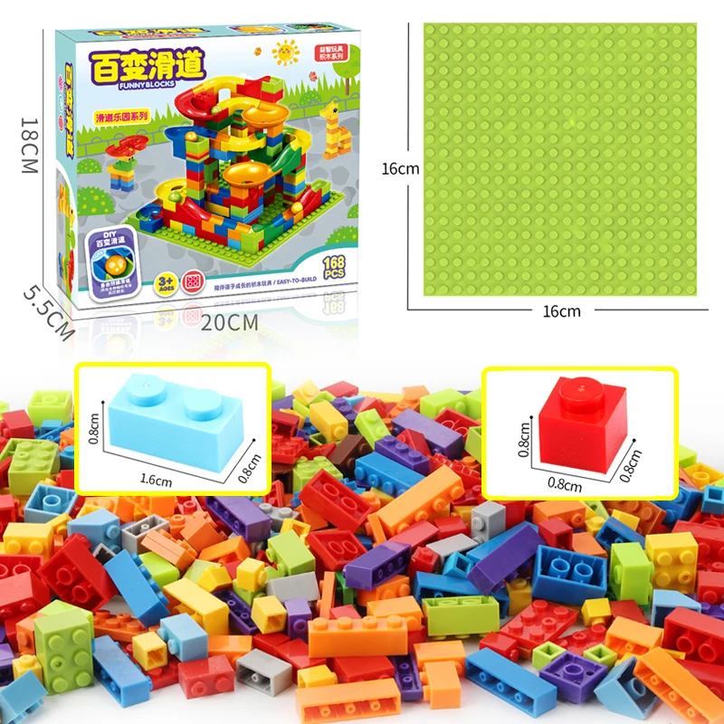 ZK20 168/336 шт. мраморные блоки для гонок совместимые с Duploed Build Blocks слайд детские
