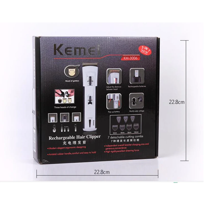 

Kemei hair clipper 3 in 1 with shaving cutter head multi-function haircut scissors KM-3006 beard trimmer