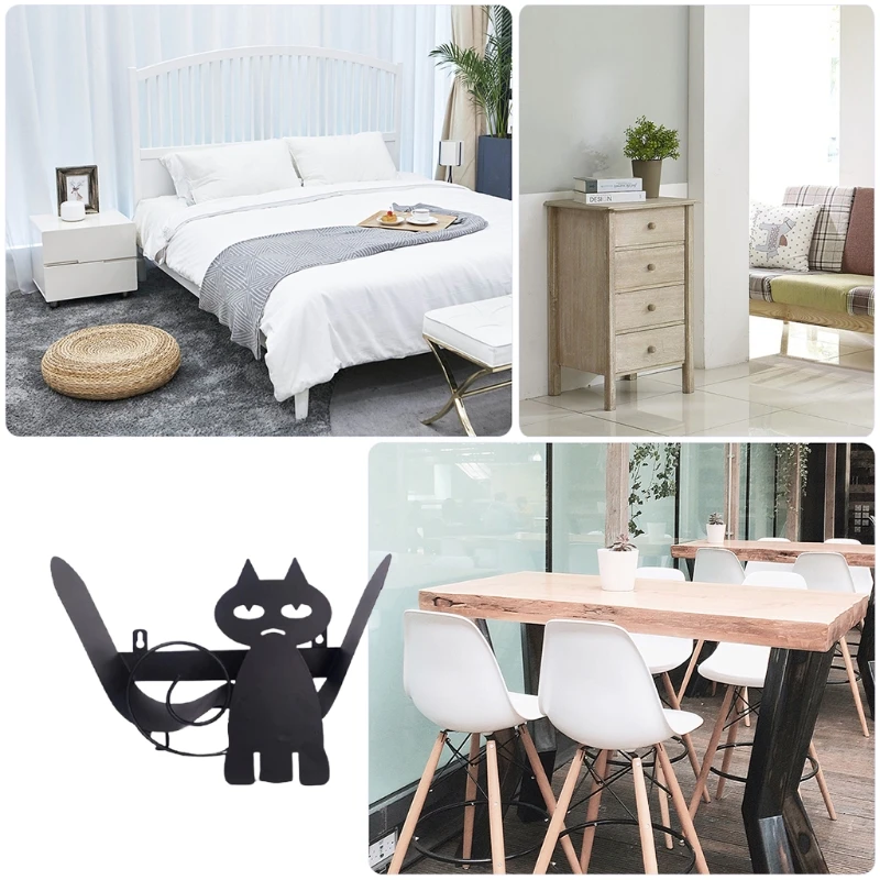 

Black Cat Toilet Paper Holder Vertical Bathroom Iron Storage Standing Crafts Ornaments Kitchen Paper Roll Holder Decor