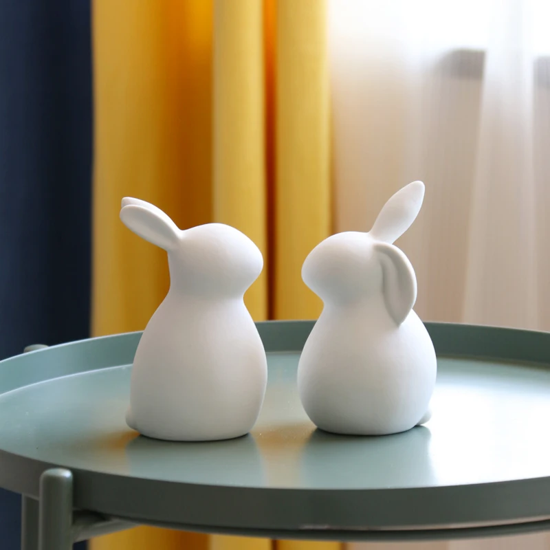 

Cartoons Rabbit Figurine Miniatures Cute Creative Simple Animal Desk Figurine Craft Nordic Decoracao Casa Home Decor DE50BJ