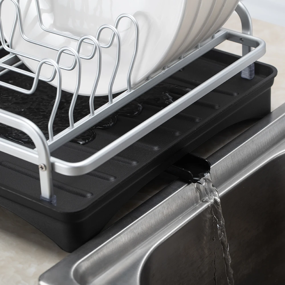 Двухуровневая Серебристая подставка для посуды из алюминиевого сплава сушилка