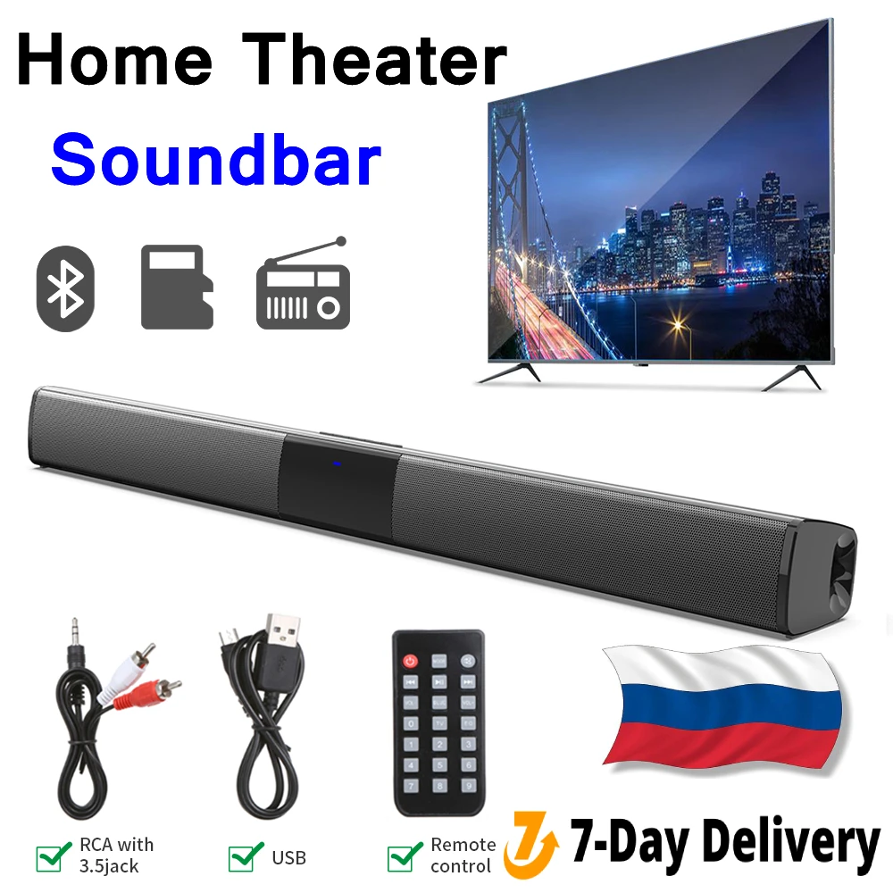 Home Theater System TV Soundbar Bluetooth Speaker Smart TV Wireless Sound Bar with Subwoofer Radio Speakers for PC Phone Boombox