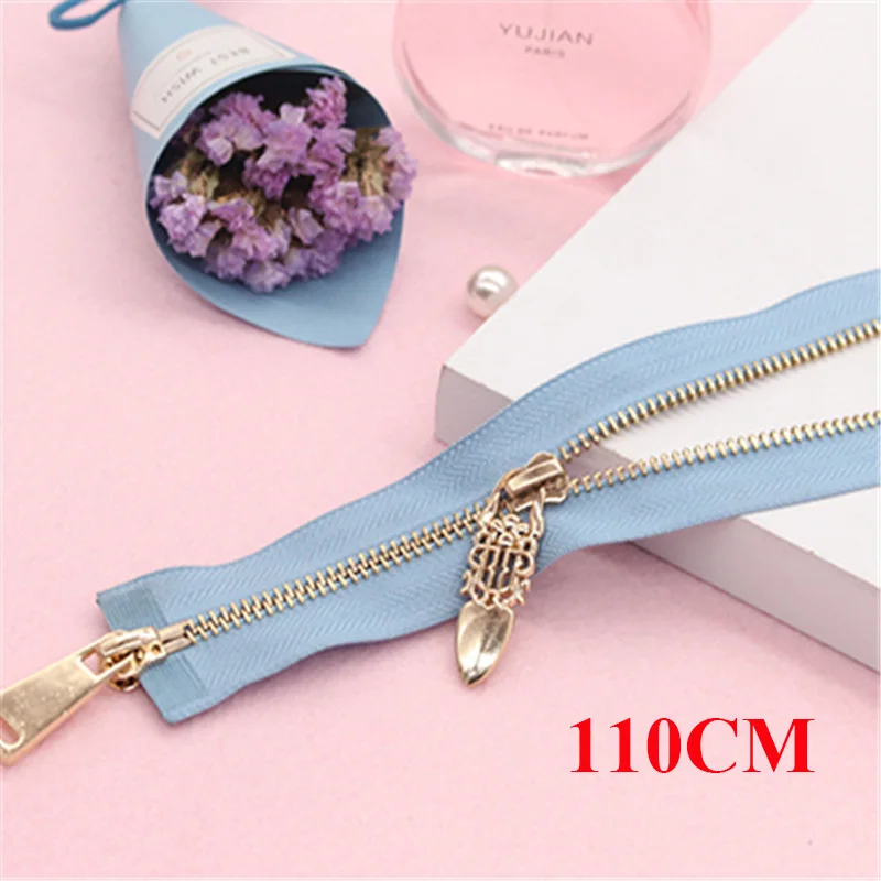 sky blue 110cm Meetee 5#70-120 см металлическая молния двойной ползунок открывающийся Декор молния для DIY швейная одежда пальто куртка ремесла аксессуары AP543 - Цвет: sky blue 110cm