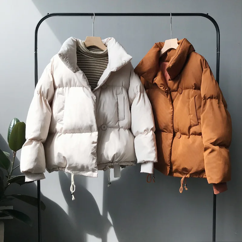 

Winter Thick Puffer Parkas Women Korean Fashion Stand Collar Black Coats And Jacket Female Kawaii Warm Outwear Mujer 2021