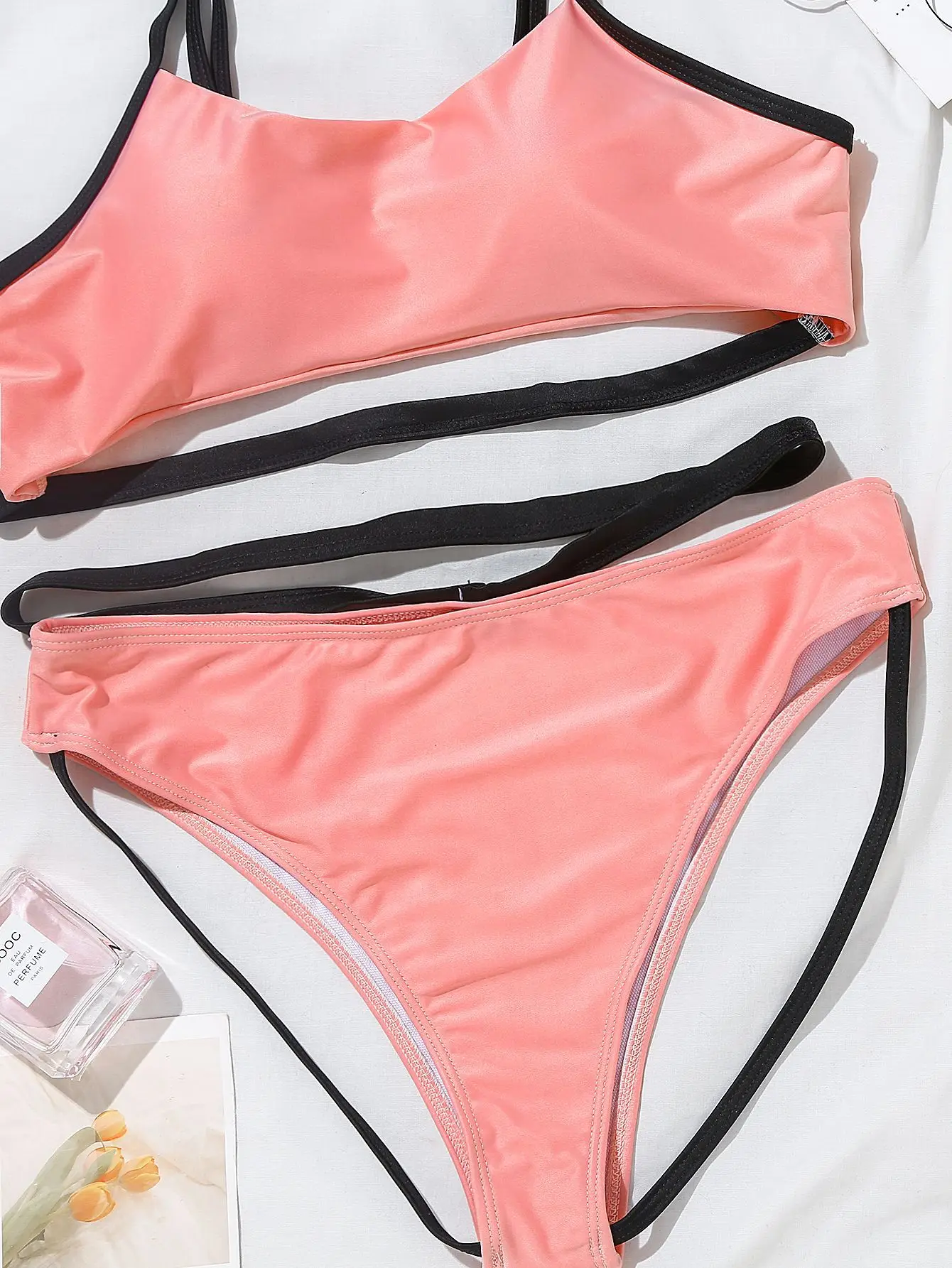 

Qeils 2021 High Waist High Waist Swimwear Women Sexy Hollow Bikini Bandage Swimsuit Female Brazilian Set Bathing Suit Swim Wear