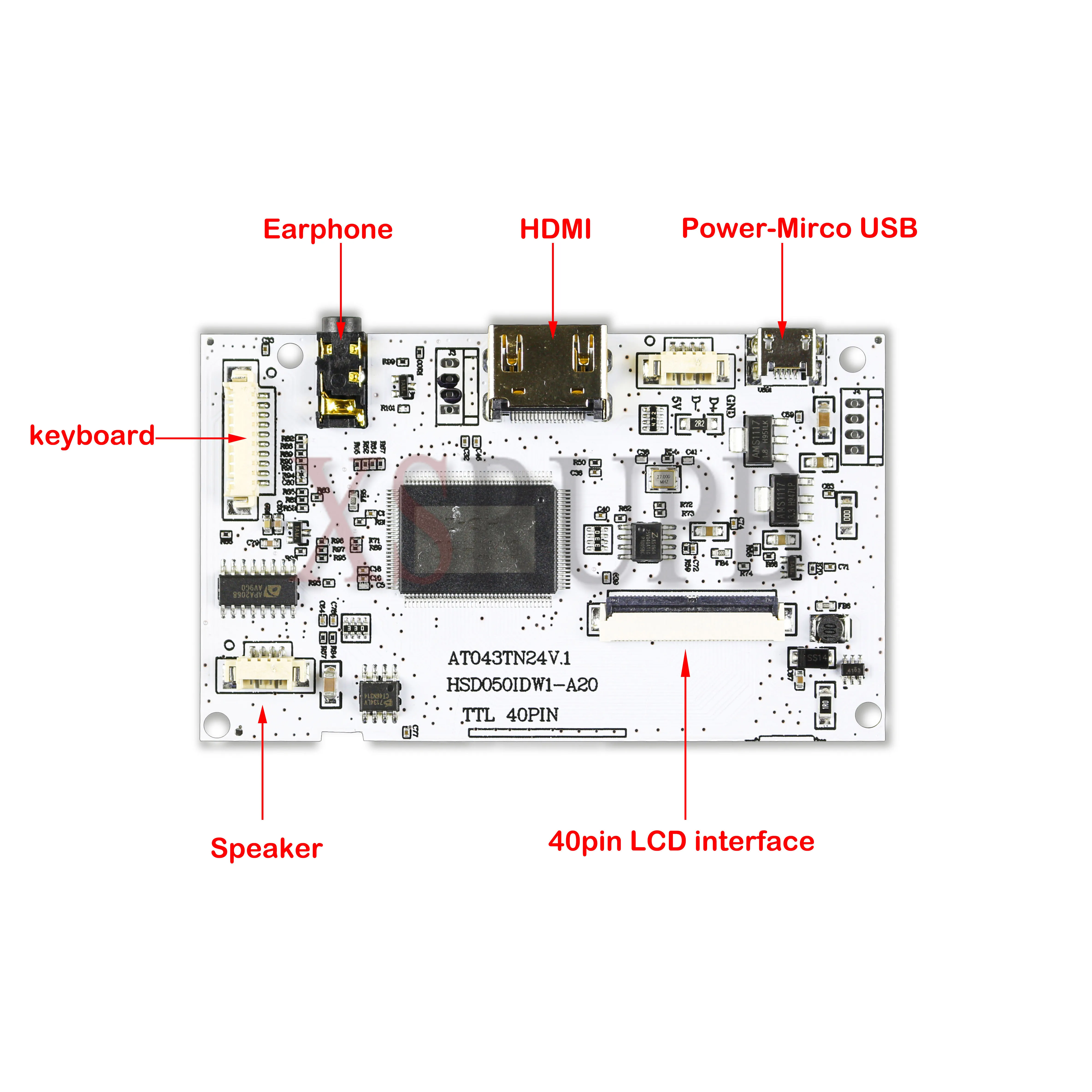 Плата управления HDMI LVDS, динамик, наушники для 40-контактного ЖК-экрана AT043TN24 V.1 480(RGB)× 272 HSD050IDW1-A20 800(RGB)× 480
