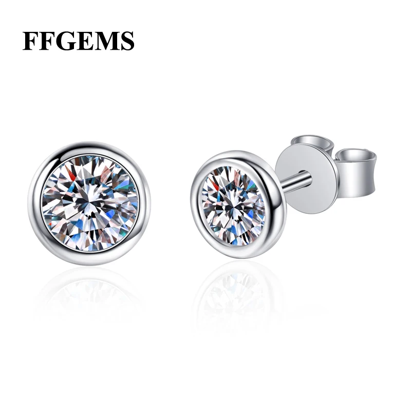 

Sterling silver plated pt950 gold earrings women's simple temperament Moissan stone earrings bubble earrings