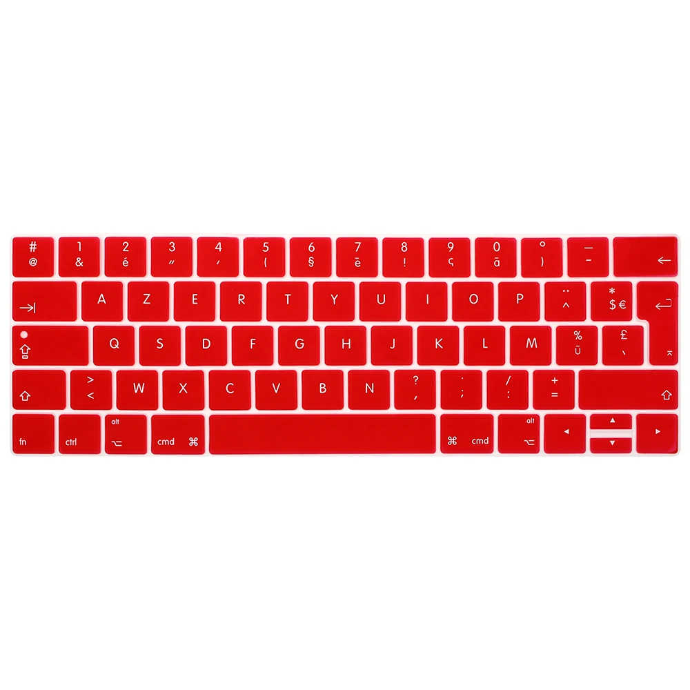 HRH Европейская версия французские Azerty тонкие Чехлы для клавиатуры Силиконовые Пленки Для Macbook Pro 1" 15" A1706 A1707 A1989 A1990 A2159 сенсорная панель - Цвет: Red