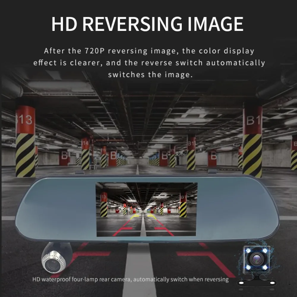 SAWTER зеркало заднего вида Dvr камера 5 дюймов водительский рекордер HD 1080P ночного