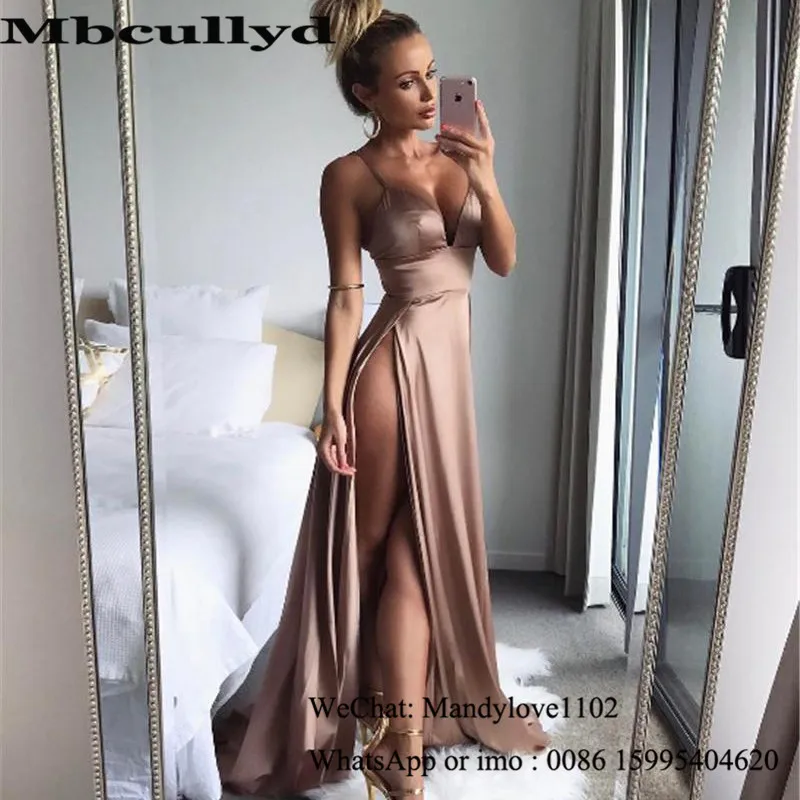 Длинные вечерние платья Mbcullyd цвета шампань для выпускного вечера 2020 сексуальное