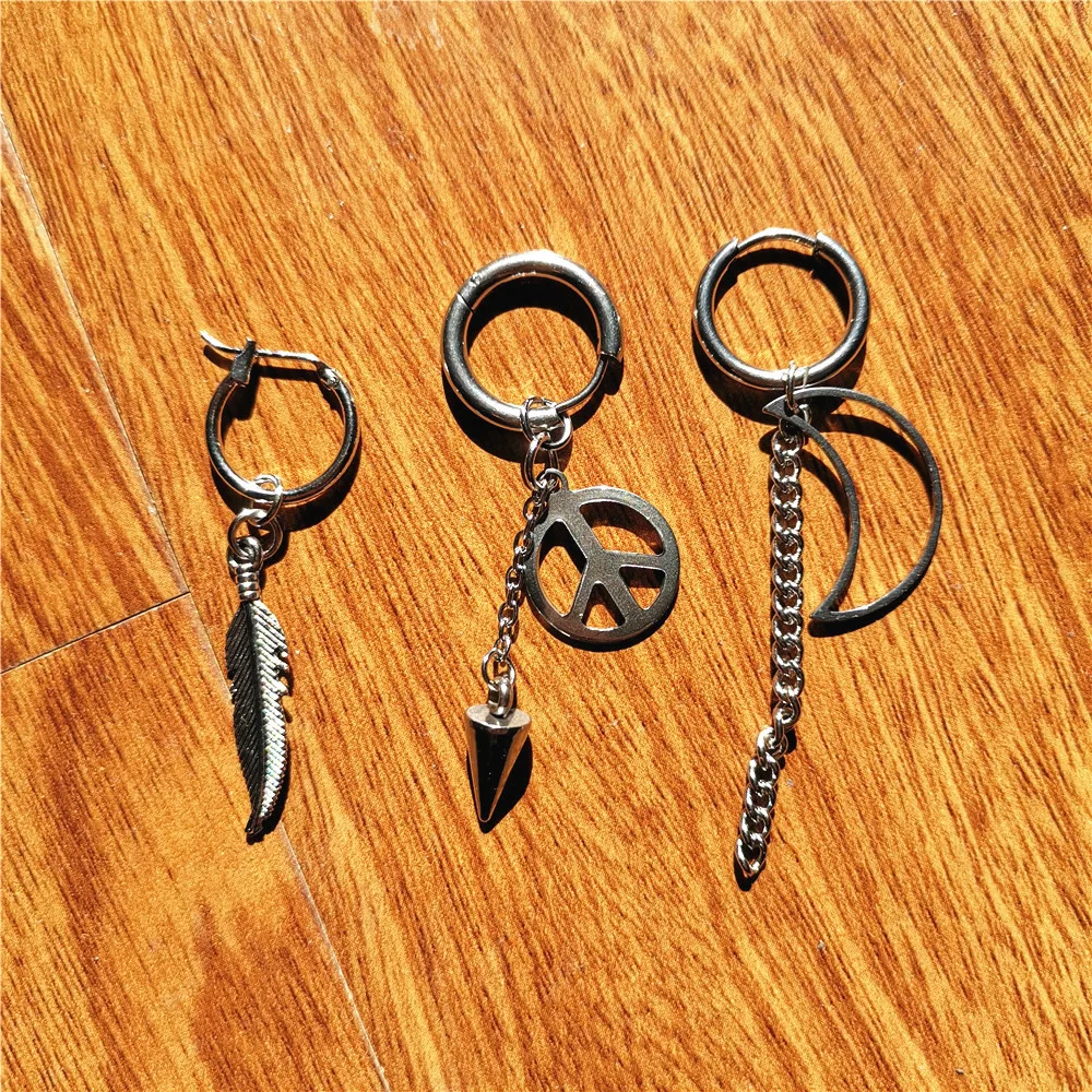 KPOP корейские серьги с крыльями из нержавеющей стали листьями и перьями Длинные