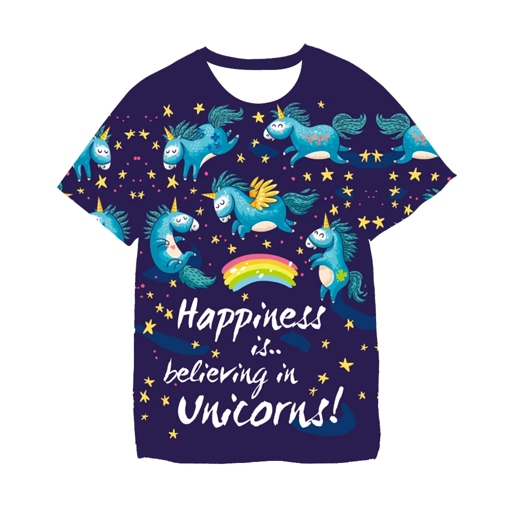 

Summer Children Clothes Animal Unicorn Custom Made T-Shirt Breathable Baby Kids Short Sleeve Tops Boys And Girls Fashion Cartoon