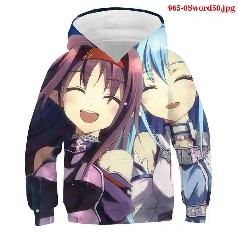 

Hoody Boys Pullovers Sword Art Online Print Spring Girls Sweatshirt 3D Pocket Long-Sleeve Kids Autumn Casual Hoodie Tracksuit