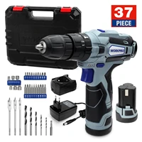 workpro 12v cordless drill driver kit combi drill with 2 li ion batteries fast charger 183 torque setting 2 speed 38 chuck