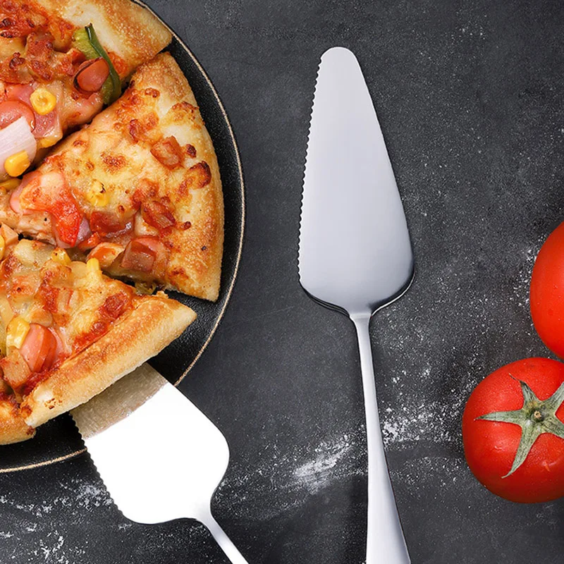 

Stainless steel cake spatula, triangle pizza spatula, cheese pizza toothed spatula