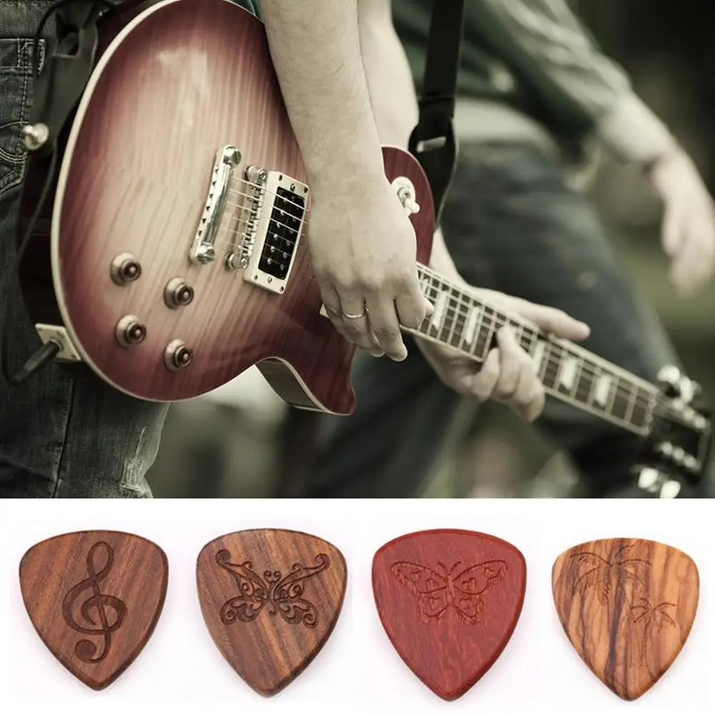 

Guitar Picks Plectrum Solid Wood Fingerpicks Musical Instrument Accessories