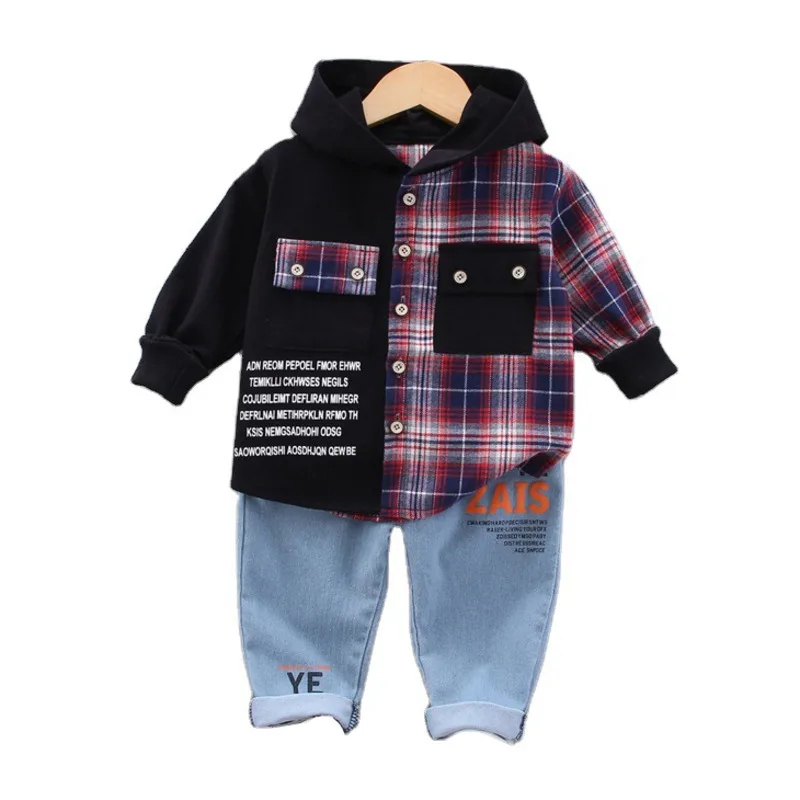 

Новинка, весенне-осенняя модная одежда для маленьких девочек и мальчиков, Детские хлопковые толстовки, джинсы, 2 шт./компл., повседневная оде...