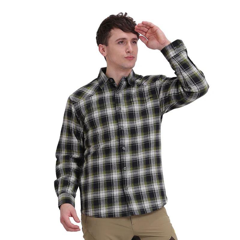 

ROYALWAY Camping Hiking Men Long Sleeves Shirts Cashmere Thickening Winter Classic Outdoor Grid Pattern Warm Shirts RTM1461D