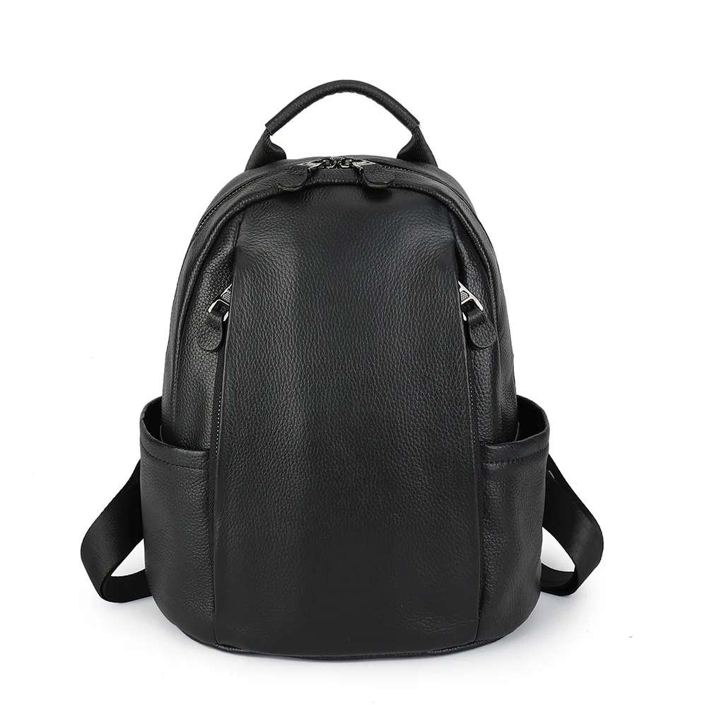 

New 2022 Fashion Soft Genuine Leather Women Backpack High Quality Ladies Daily Casual Travel Bag Knapsack Schoolbag Black