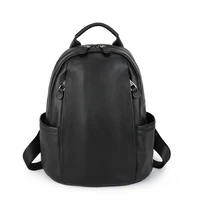 new 2022 fashion soft genuine leather women backpack high quality ladies daily casual travel bag knapsack schoolbag black