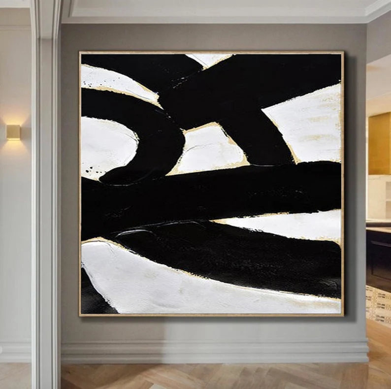 

Modern Art Canvas Painting Large Wall Art Original Abstract Painting Minimalist Art Black White Art Wall Painting Home Decor