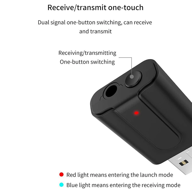 

USB Wireless Bluetooth 5.0 Adapter 2 in 1 Receiver Transmitter Audio Music Adapter For TV Headphone Speaker Car Bluetooth Kit