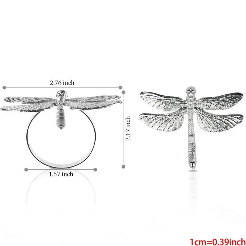 

29EA 12 Pcs Dragonfly Napkin Rings, Napkin Buckle Silver Napkin Ring For Hotel Weddi