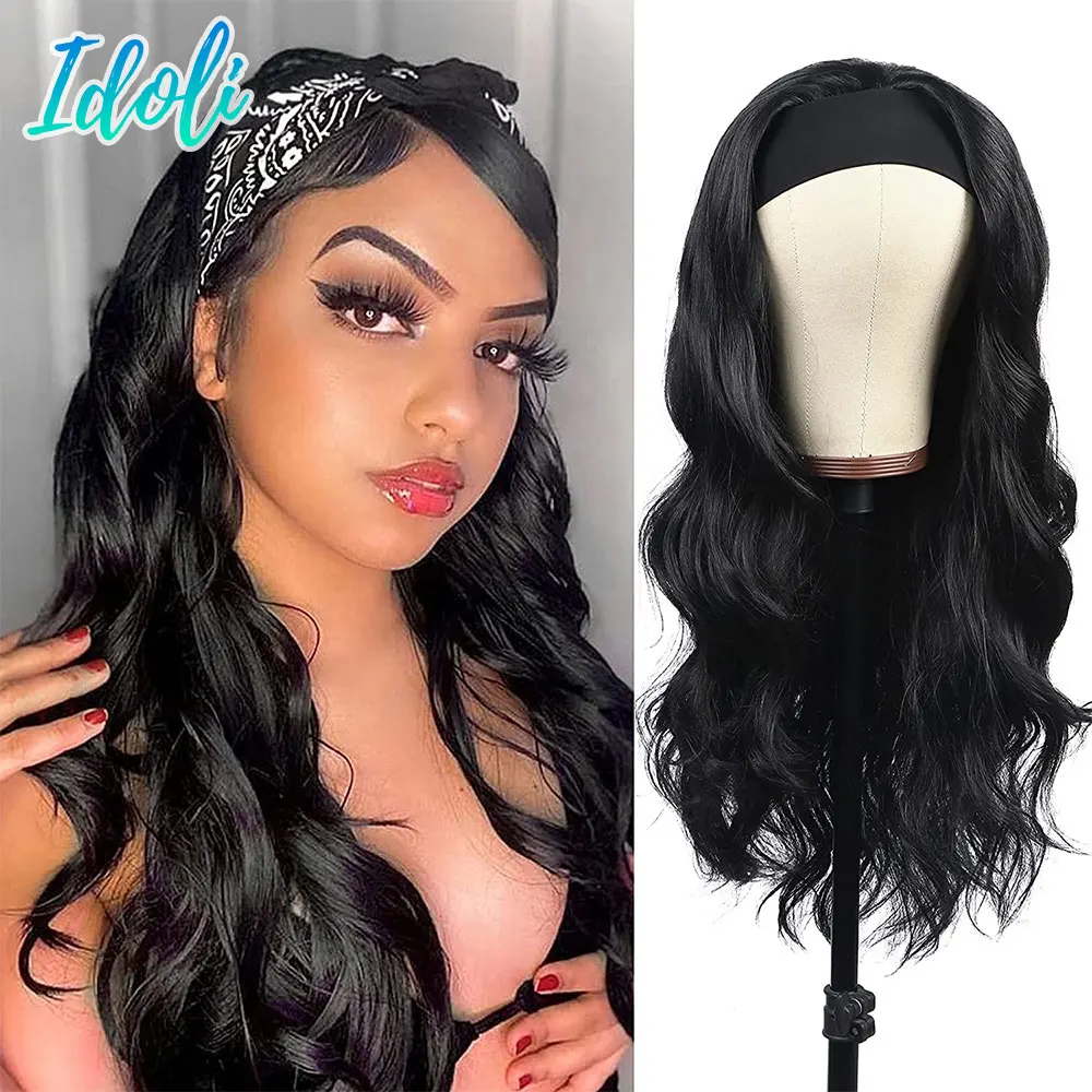 

Body Wave Headband Wig For Black Woman Brazilian Remy 100% Human Hair Head Band Wig Full Machine Made Designer Wigs With Scarf