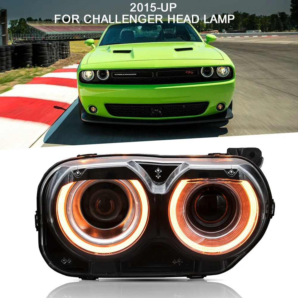 

Черная галогенная модифицисветодиодный Светодиодная головка дальнего света Plug and Play без лампы ближнего света для DODGE CHALLENGER 2015RS-DODGE-002