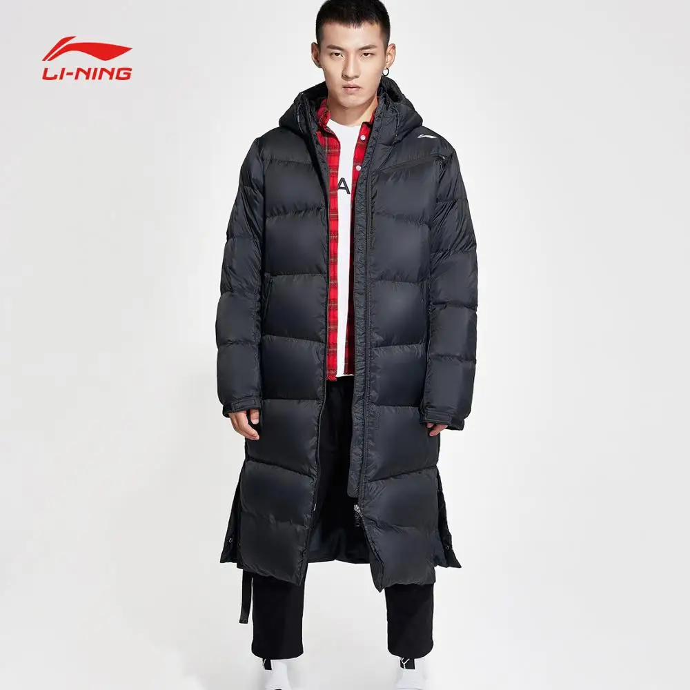 Li Ning мужской тренировочный длинный пуховик с защитой от умного пуха 70% белый