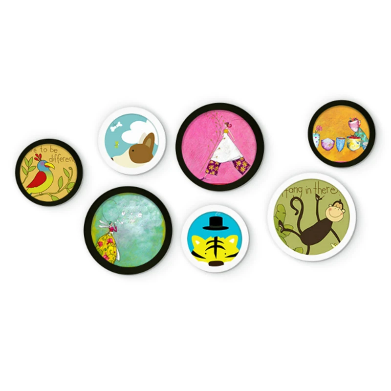 Креативная круглая деревянная фоторамка простая красочная Современная