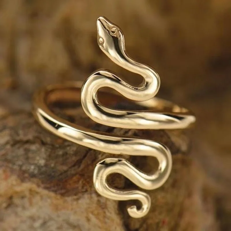 

Retro snake ring female opening adjustable snake winding personalized simple male and female ring