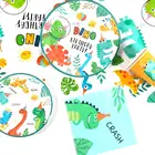 Одноразовая тарелка в виде динозавра, динозавра из джунглей, тематическая вечеринка на день рождения, украшение для детского праздника, товары для первого дня рождения