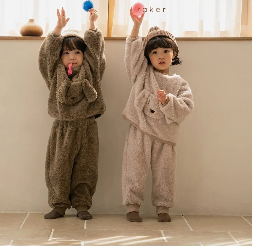 

Children's Suit 2021 Autumn Winter Plush Thickened Baby Two-piece Set 3-8 Year Old Boys and Girls Plush Warm Suit