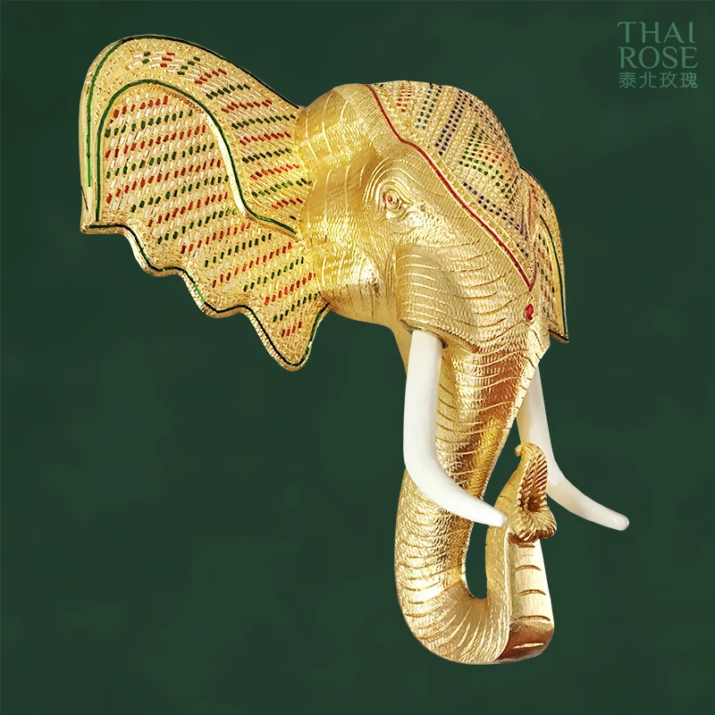 

Wood Carving Elephant Head Wall Decoration East Restaurant Club Villa Wall Pendant Wall Decorations