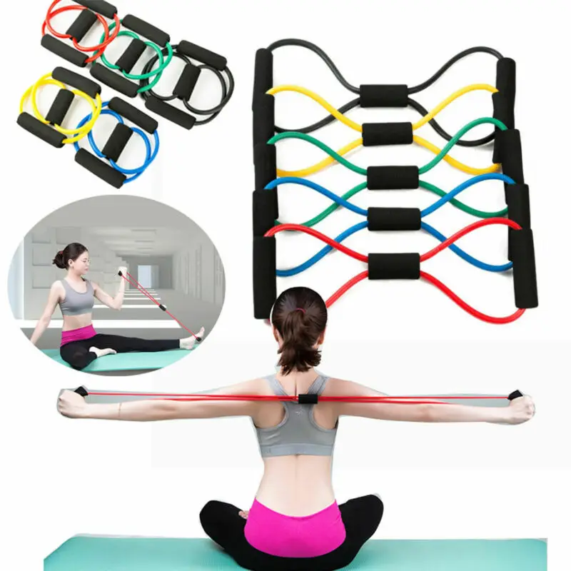 

New Yoga Belts 8 Shape Yoga Latex Weight Pulling Rope Exercise Training Resistance Band Solid Elastic Stretch 2020