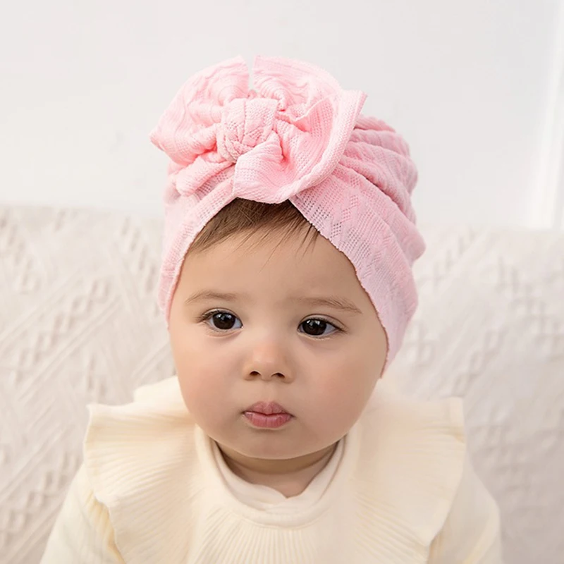 

Baby Girl Cap Bows Turban Knitted Children Hats Indian Newborns Twist Beanie Boy Hair Accessory Cute Hat Photo Shoot 15 Colors