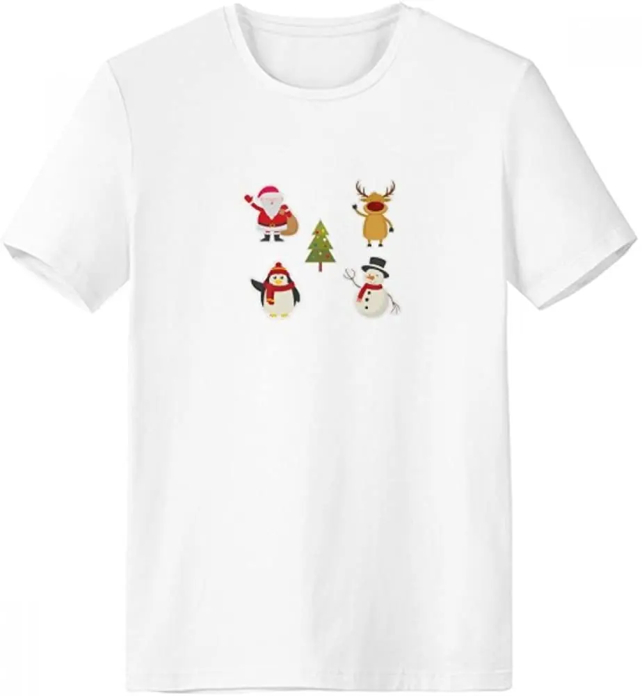 

Merry Christmas Snowman Festival Illustration Crew-Neck T-Shirt Workwear Pocket Short Sleeve Sport Clothing Gift Women T Shirt