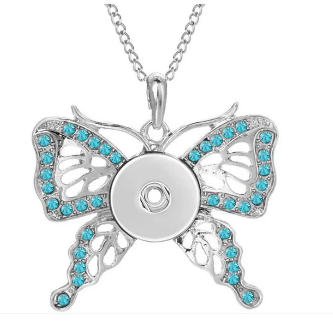 New Butterfly Snap Pendant Necklace 18mm Button Jewelry Interchangeable With Chain | Украшения и аксессуары